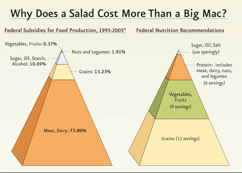 Government spending on vegetables and fruit is almost nonexistent.